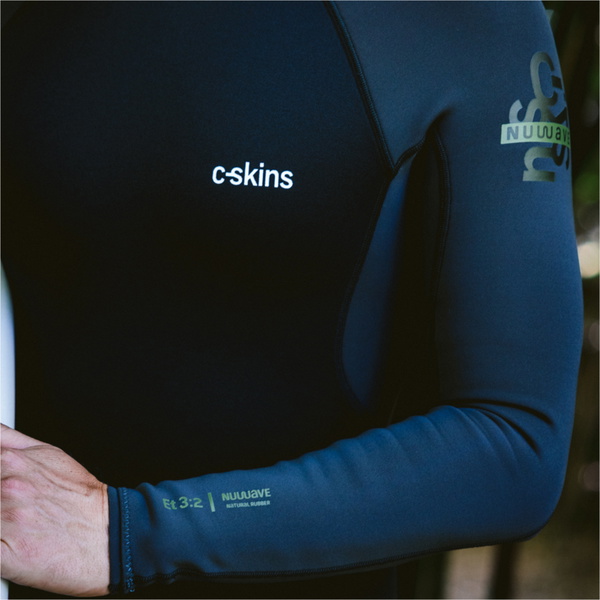 2026 C-Skins Mens Nuwave Element 3/2mm Back Zip Wetsuit C-NEL32STM - Black / Meteor / Olive